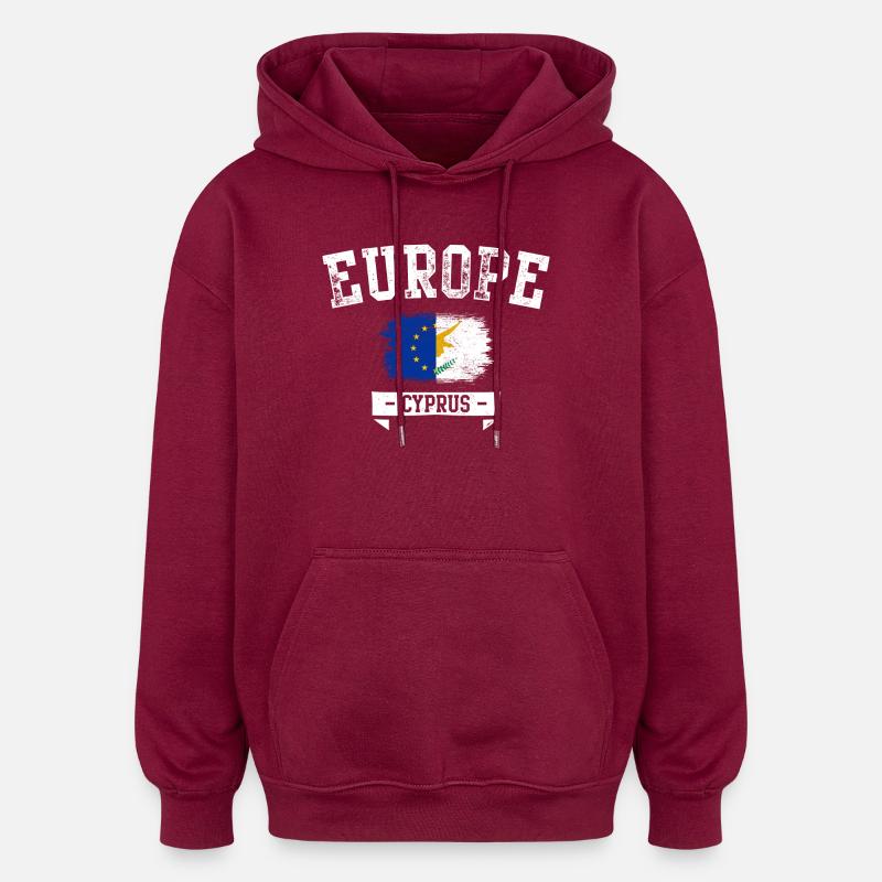 Europa-Zypern-Emblem - Oversized Unisex Hoodie - Burgunderrot