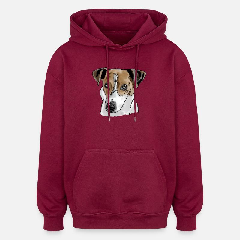 Jack Russel Terrier - Sweat à capuche oversize unisexe - bordeaux