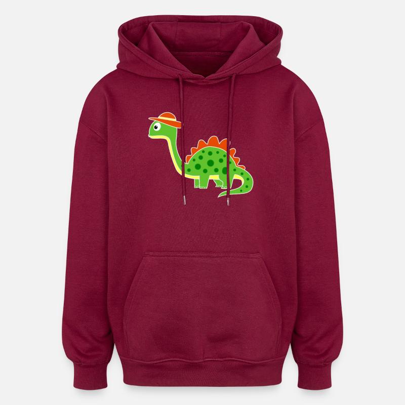 Dino mignon avec chapeau - Sweat à capuche oversize unisexe - bordeaux