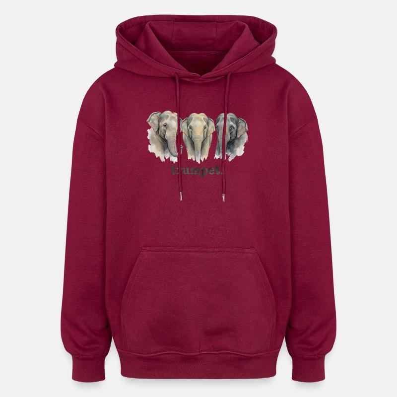 Trompette d’éléphant Amusé drôle d’éléphants Tromp - Sweat à capuche oversize unisexe - bordeaux