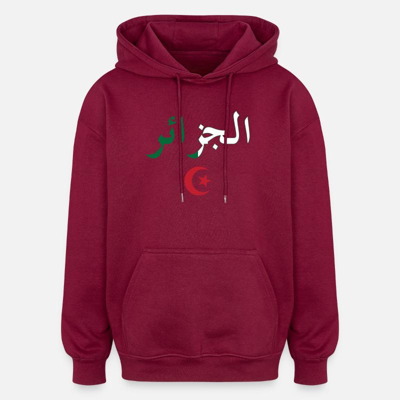 Drapeau Algérie BZ - Sweat à capuche oversize unisexe - bordeaux