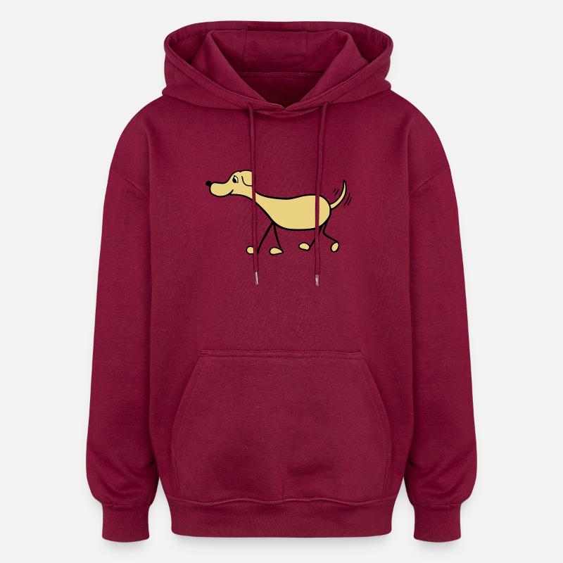 Funny Dog Drawing - Sweat à capuche oversize unisexe - bordeaux