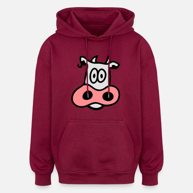 Vache 3 - Sweat à capuche oversize unisexe - bordeaux