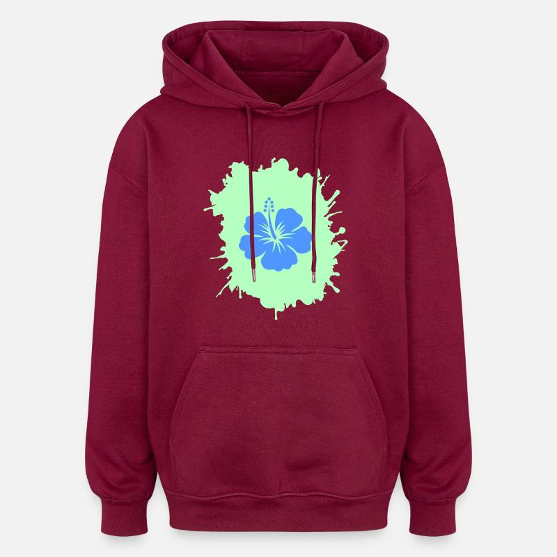hibiskus klecks - Oversized Unisex Hoodie - Burgunderrot