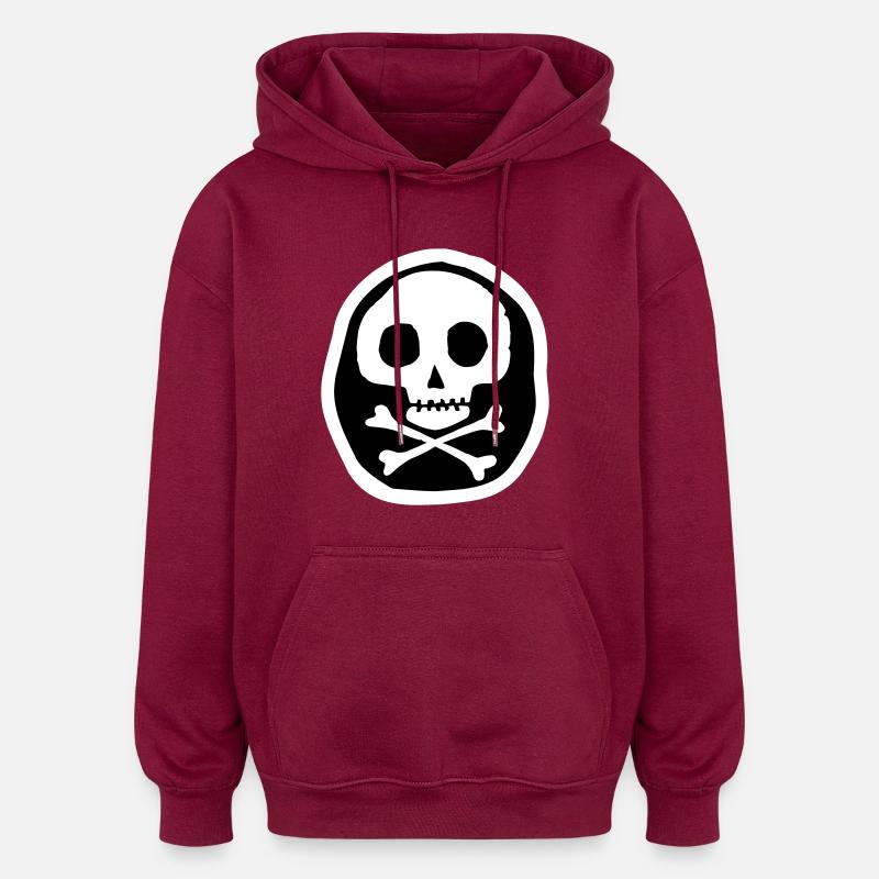 Schädel & Knochen - Oversized Unisex Hoodie - Burgunderrot