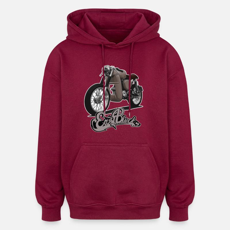 S51 (marron) // Illustration - Sweat à capuche oversize unisexe - bordeaux