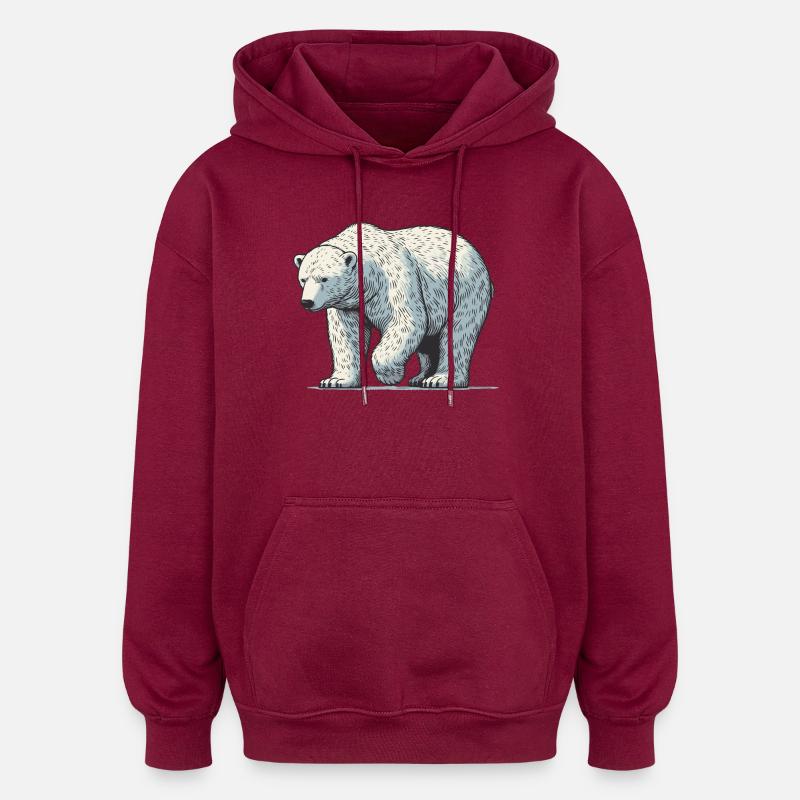 Eisbär - Oversized Unisex Hoodie - Burgunderrot