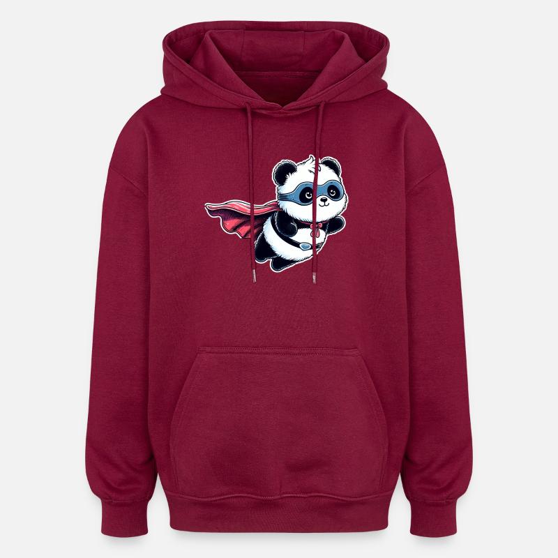 Panda Ours Héros Super-héros Teddy - Sweat à capuche oversize unisexe - bordeaux