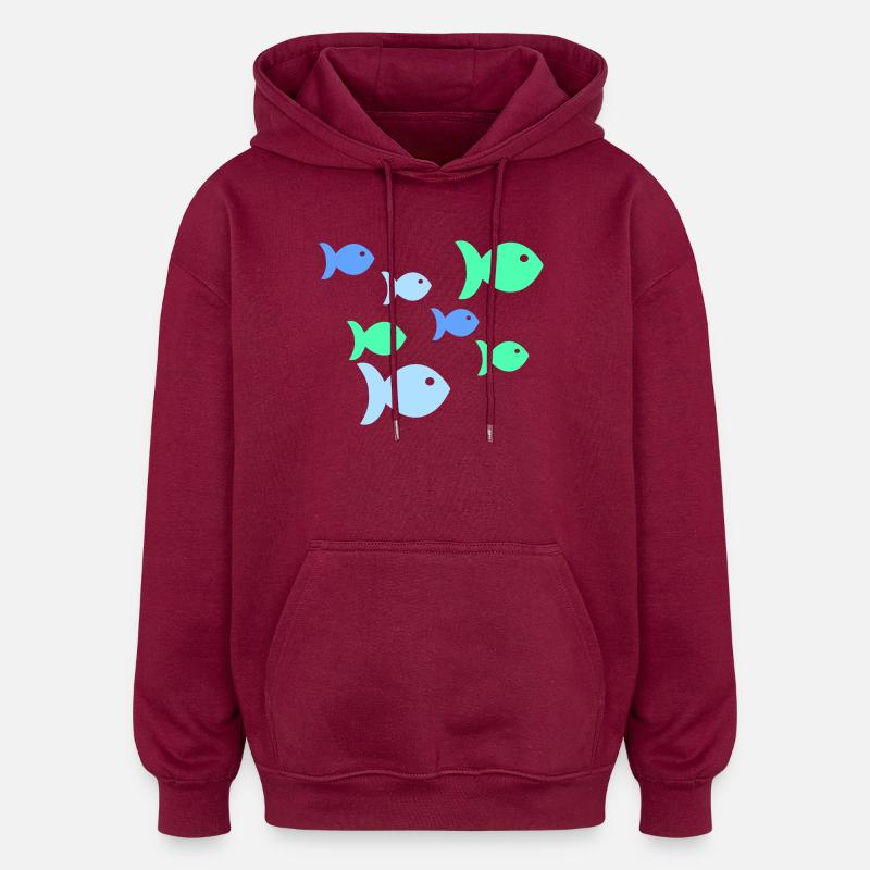 Poisson pastel Poisson de mer tropical - Sweat à capuche oversize unisexe - bordeaux