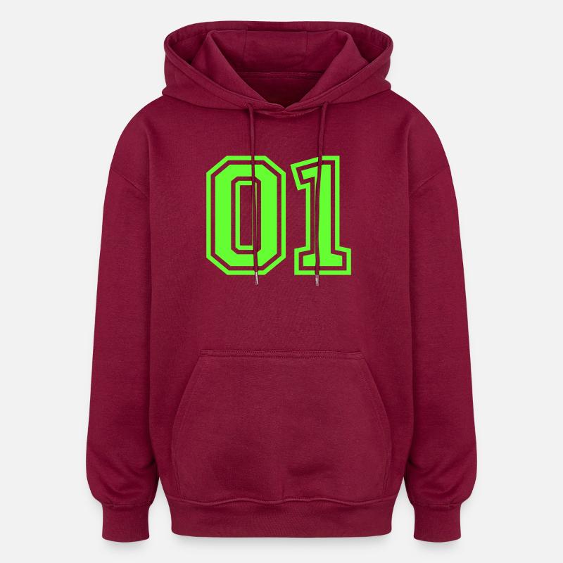 Numéro 01 - Sweat à capuche oversize unisexe - bordeaux