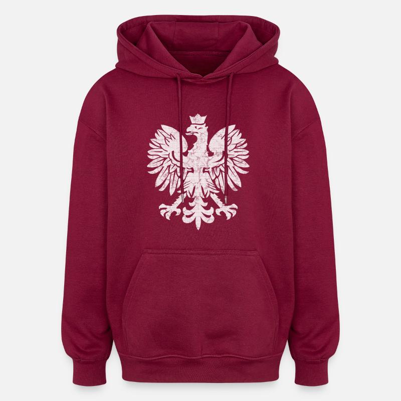 Polish Flag Eagle - Oversized Unisex Hoodie - burgundy