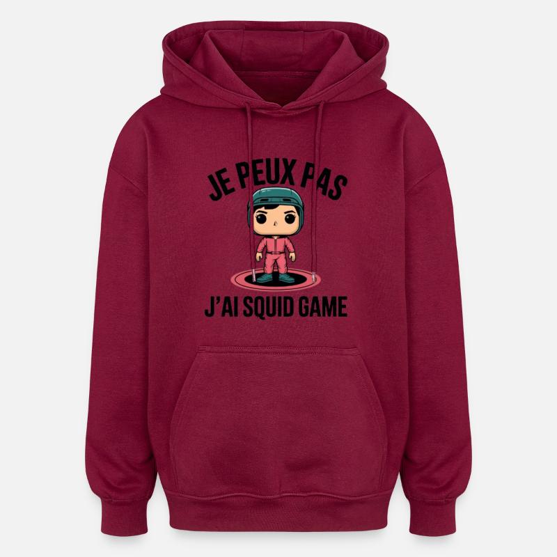 squid games - Sweat à capuche oversize unisexe - bordeaux