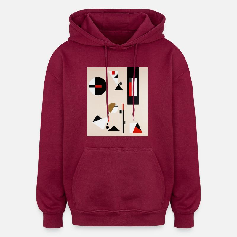 Composition géométrique abstraite - Sweat à capuche oversize unisexe - bordeaux