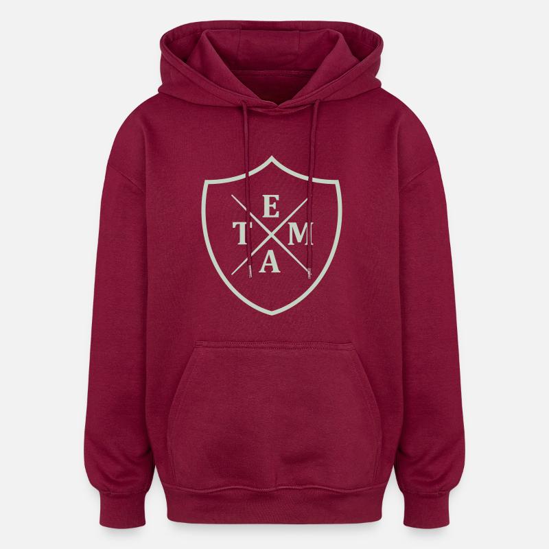 Team Crest - Oversized Unisex Hoodie - burgundy