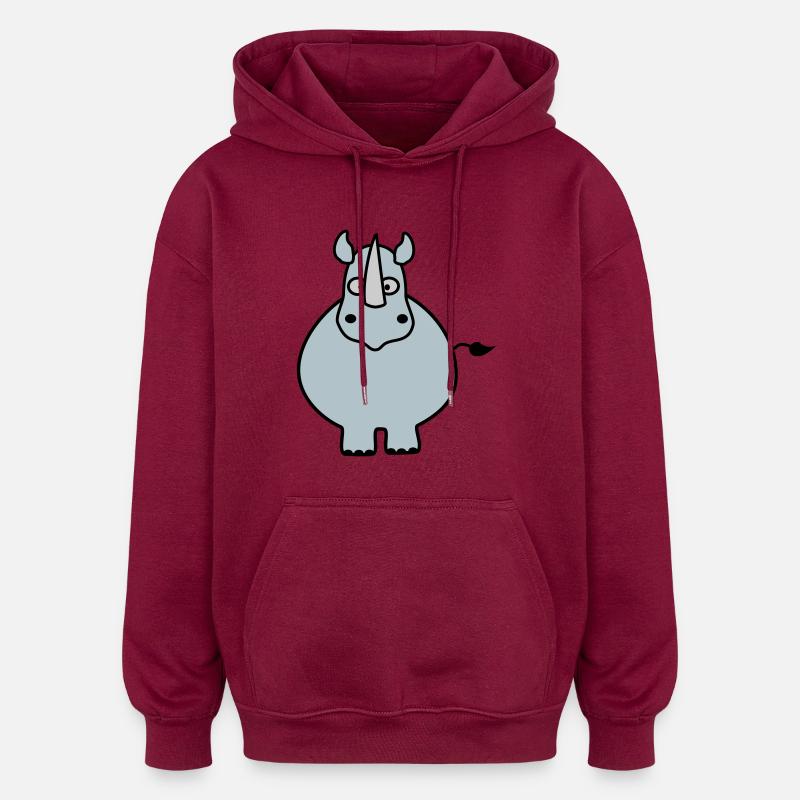 Rhino - Oversized Unisex Hoodie - burgundy