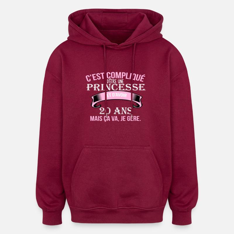20 ans - Sweat à capuche oversize unisexe - bordeaux