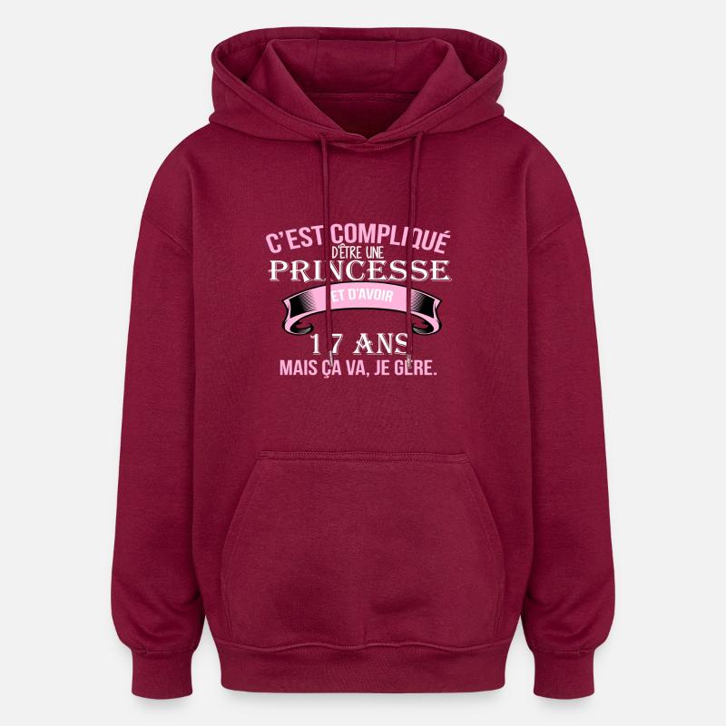 17 ans - Sweat à capuche oversize unisexe - bordeaux