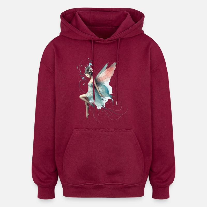 Fée fée monde cadeau - Sweat à capuche oversize unisexe - bordeaux