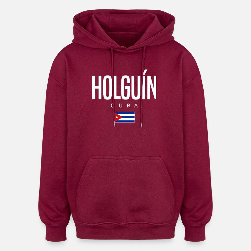 Holguín Cuba Cubains - Sweat à capuche oversize unisexe - bordeaux