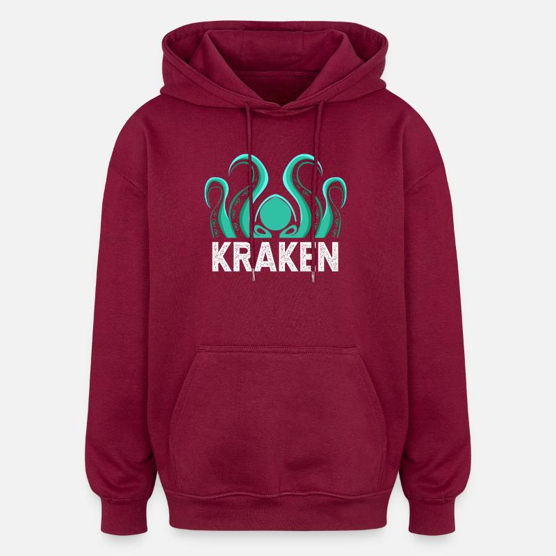 Octopus Octopus Octopus Octopus Octopus - Oversized Unisex Hoodie - burgundy