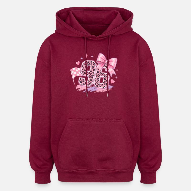 Leopard Pink 96 Glitter - Oversized Unisex Hoodie - burgundy