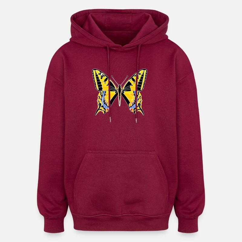 swallowtail - Oversized Unisex Hoodie - burgundy