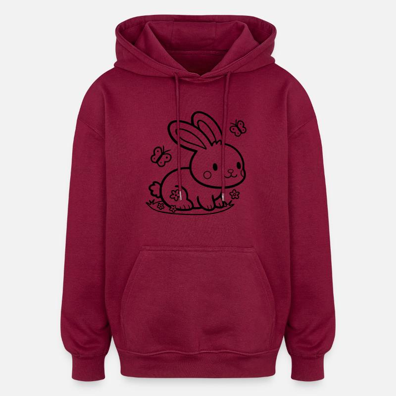 Lapin mignon Lapin - Sweat à capuche oversize unisexe - bordeaux