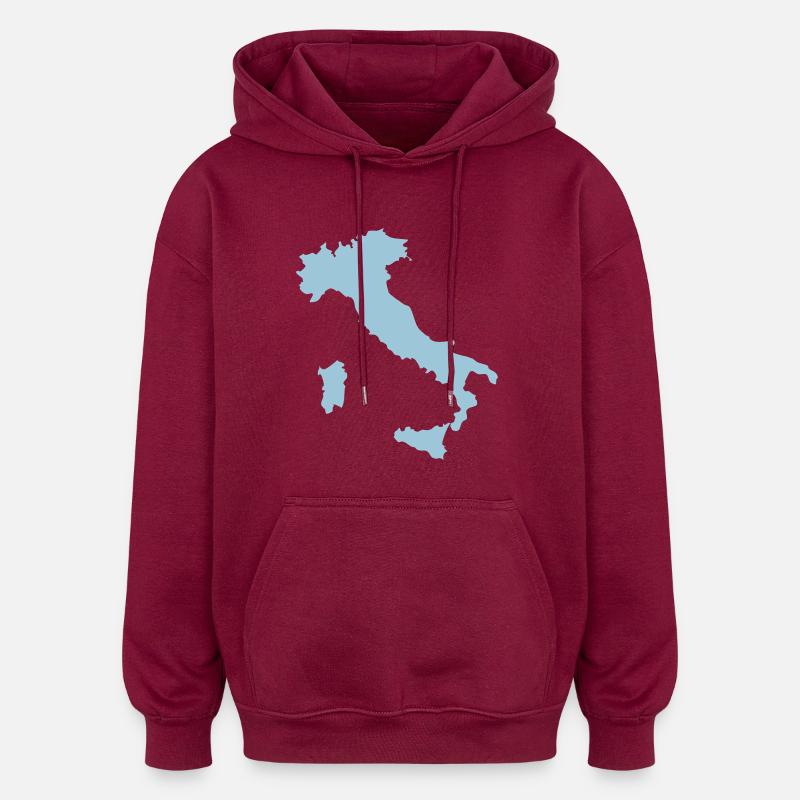 italie - Sweat à capuche oversize unisexe - bordeaux