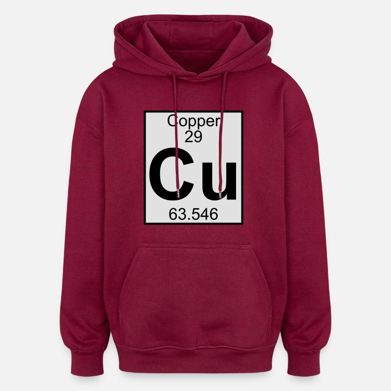 Copper (Cu) (element 29) - Oversized Unisex Hoodie - burgundy