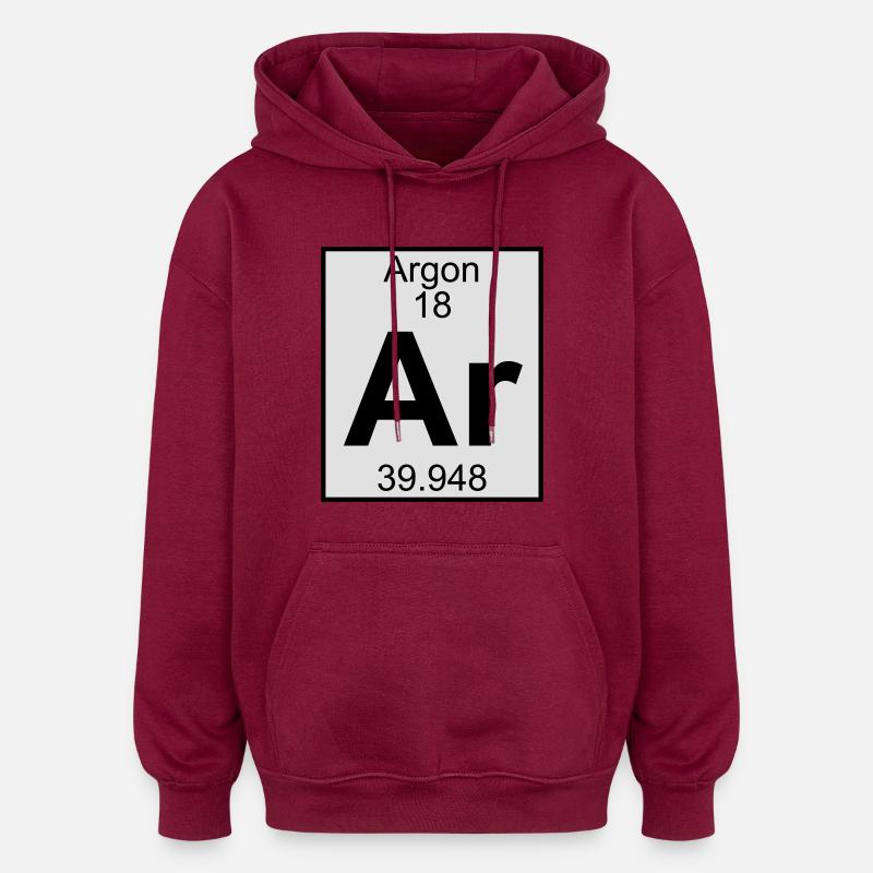 Argon (Ar) (element 18) - Oversized Unisex Hoodie - burgundy