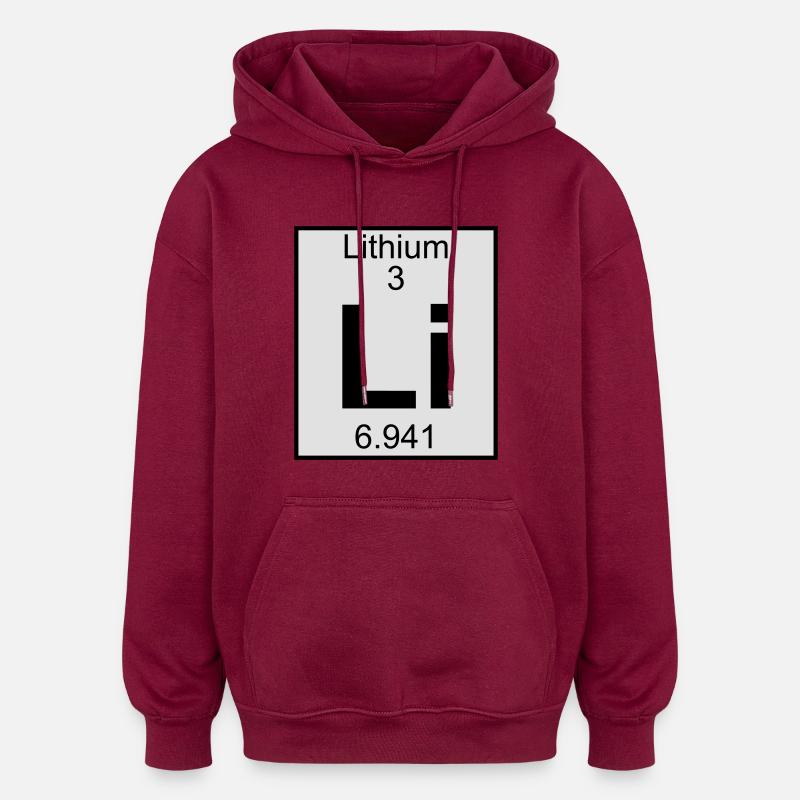 Lithium (Li) (element 3) - Oversized Unisex Hoodie - burgundy