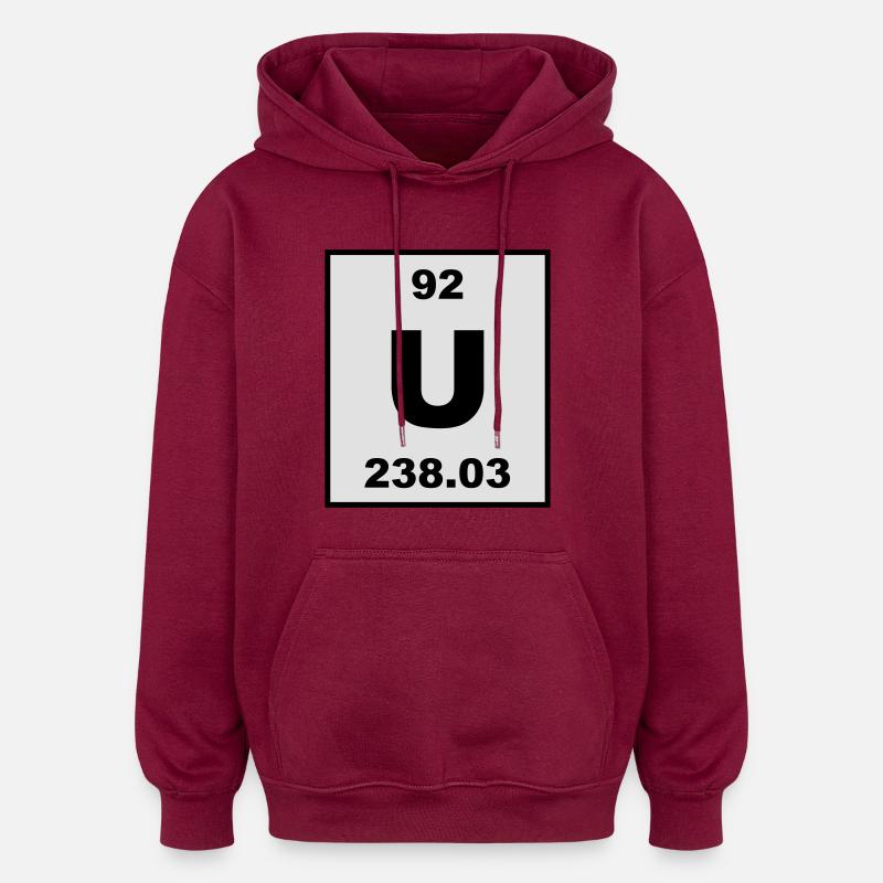 Uranium (U) (element 92) - Oversized Unisex Hoodie - burgundy