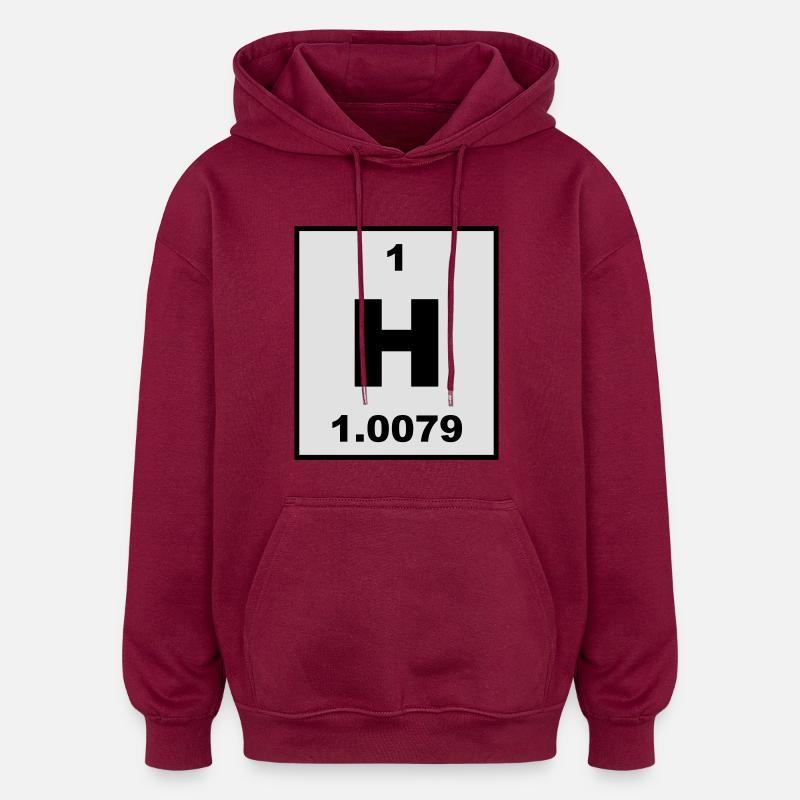 Hydrogen (H) (element 1) - Oversized Unisex Hoodie - burgundy