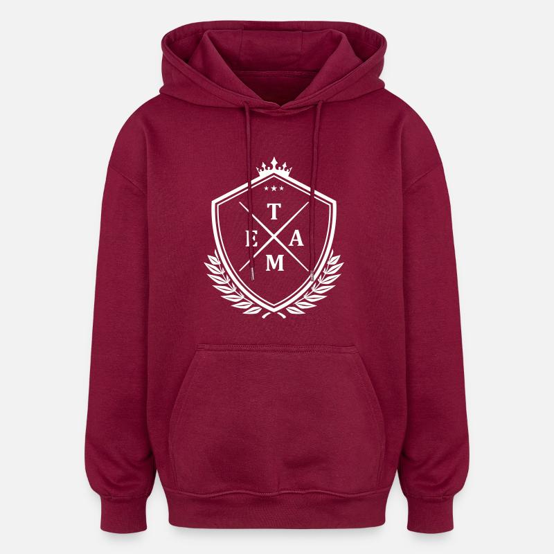 Team Crest - Oversized Unisex Hoodie - burgundy