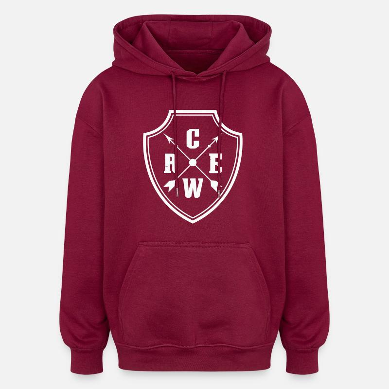 Crew Crest - Oversized Unisex Hoodie - burgundy