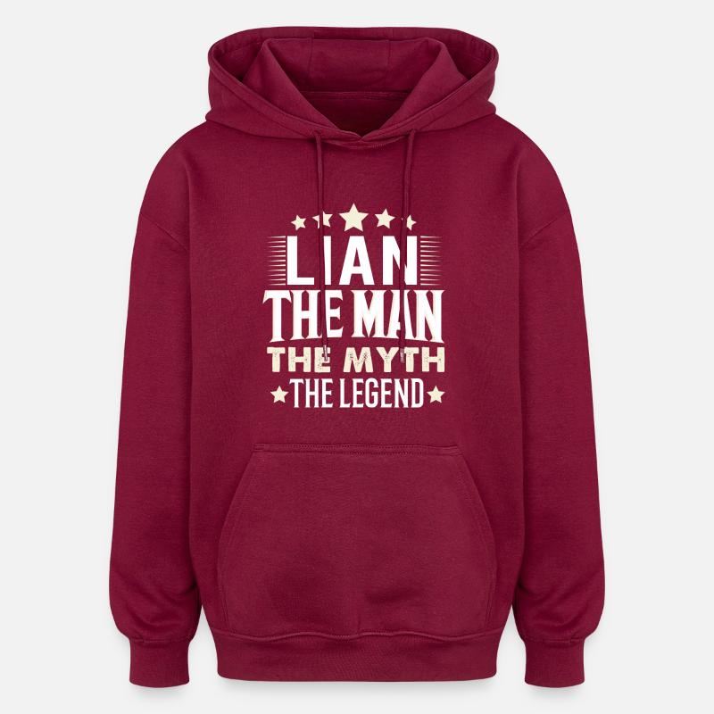 Lian - Sweat à capuche oversize unisexe - bordeaux
