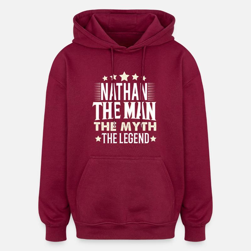 Nathan - Sweat à capuche oversize unisexe - bordeaux