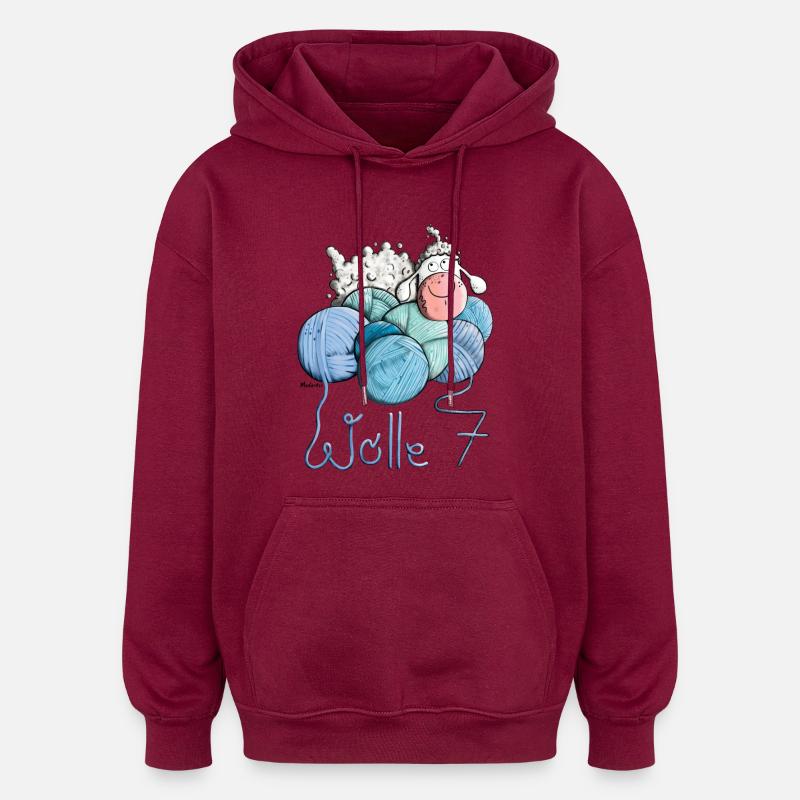 Schaf auf Wolle 7 - Oversized Unisex Hoodie - Burgunderrot