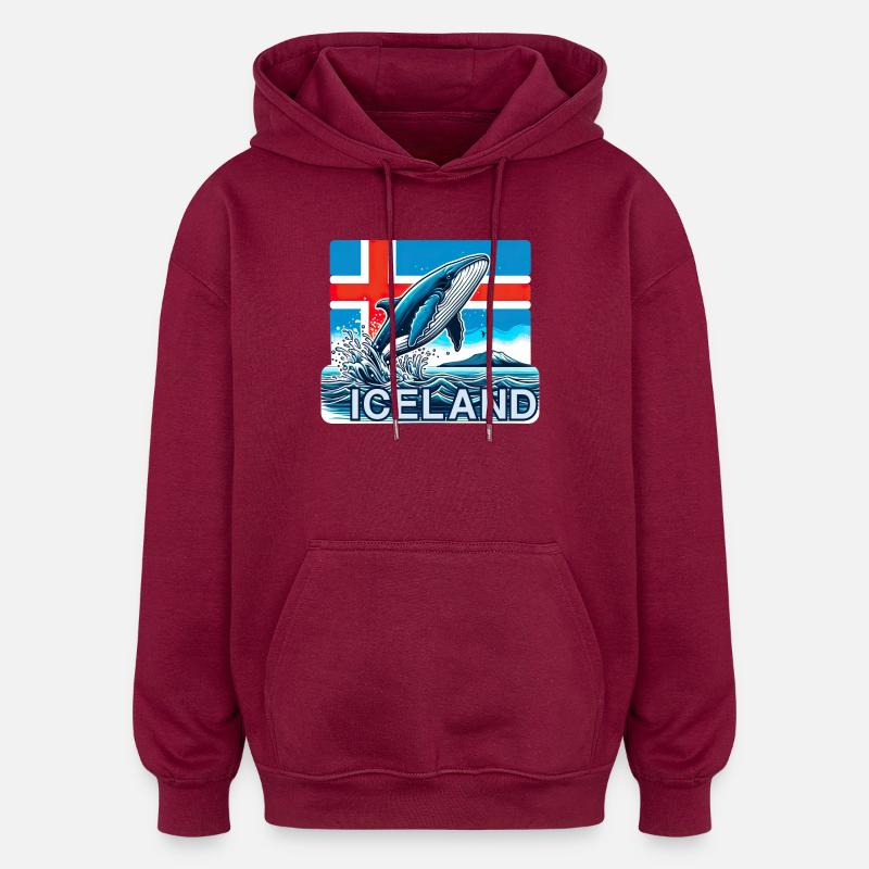 Islande Islande 10 - Sweat à capuche oversize unisexe - bordeaux
