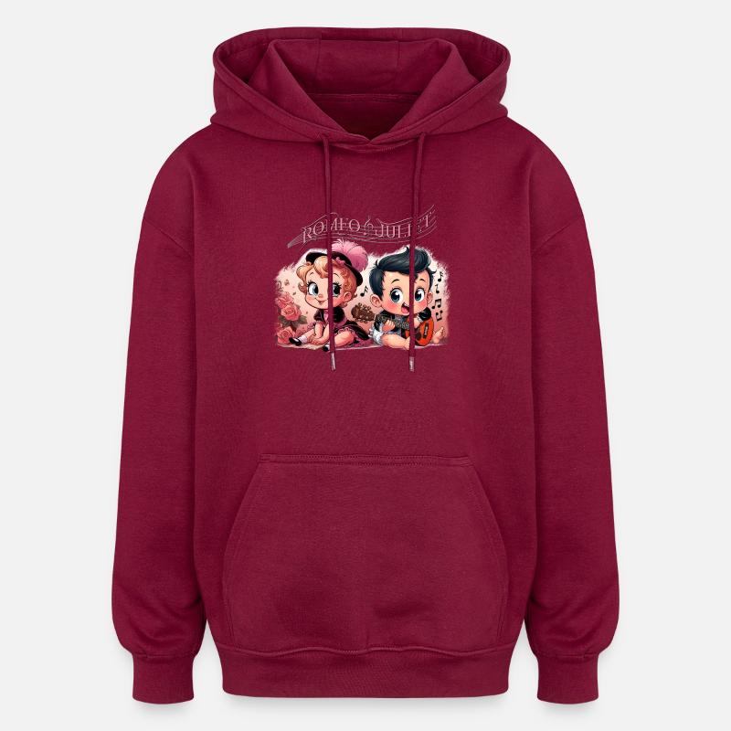 Roméo et Juliette - Sweat à capuche oversize unisexe - bordeaux