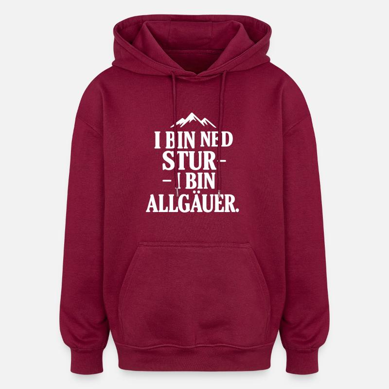 Fierté du dialecte de l’Allgäu - Sweat à capuche oversize unisexe - bordeaux