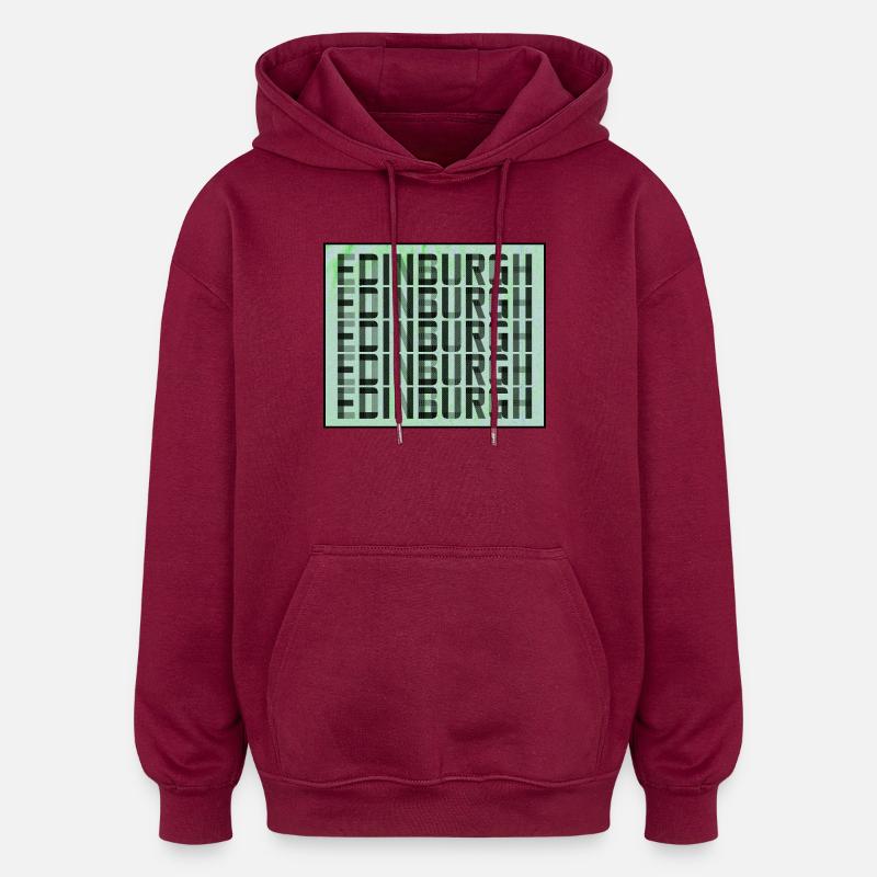 Edinburgh Grid Pattern - Oversized Unisex Hoodie - burgundy