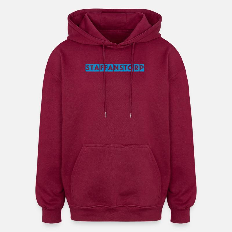 Staffanstorp – Conception de texte bleu - Sweat à capuche oversize unisexe - bordeaux