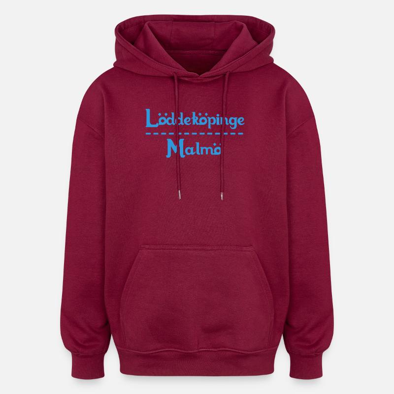 Löddeköpinge – Malmö Himmelblaues Design - Oversized Unisex Hoodie - Burgunderrot