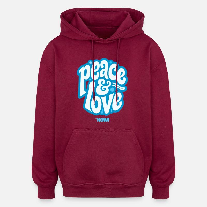 PEACE LOVE #3 - let's talk - Sweat à capuche oversize unisexe - bordeaux