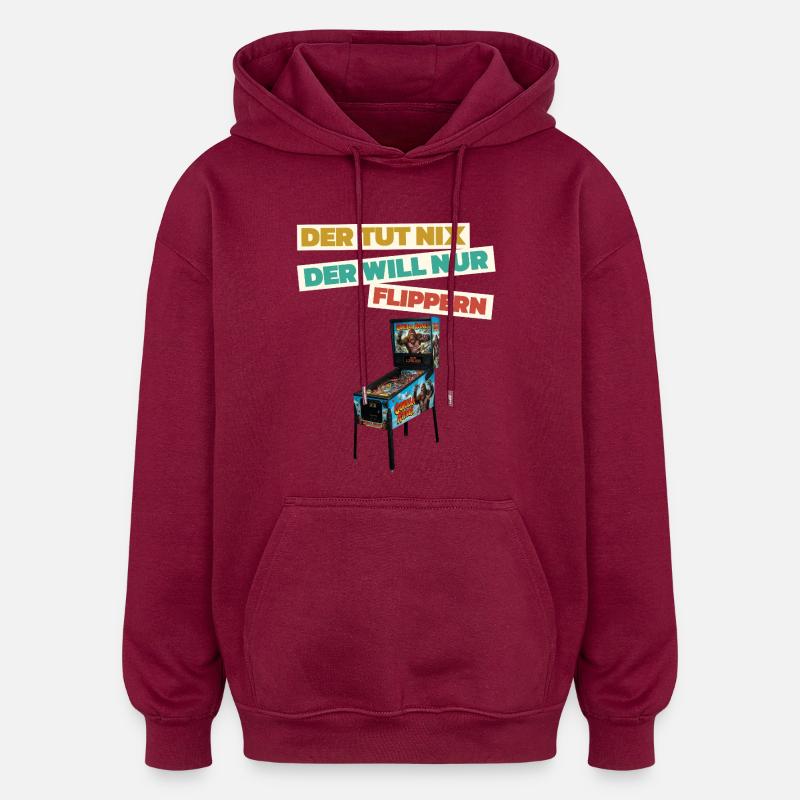 Pinball Arcade He's Doing Nothing - Oversized Unisex Hoodie - burgundy