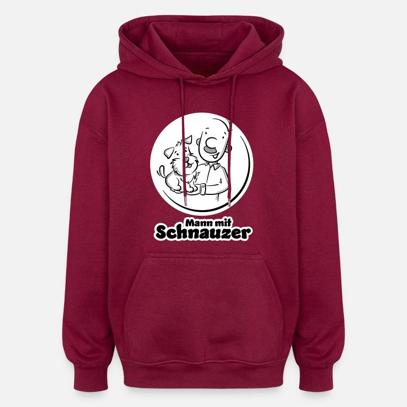 Mann mit Schnauzer (Oberlippenbart) - Oversized Unisex Hoodie - Burgunderrot