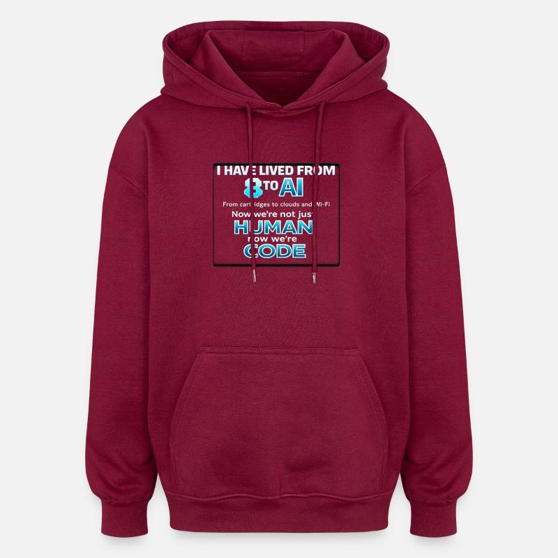 De l’humain au code - Sweat à capuche oversize unisexe - bordeaux