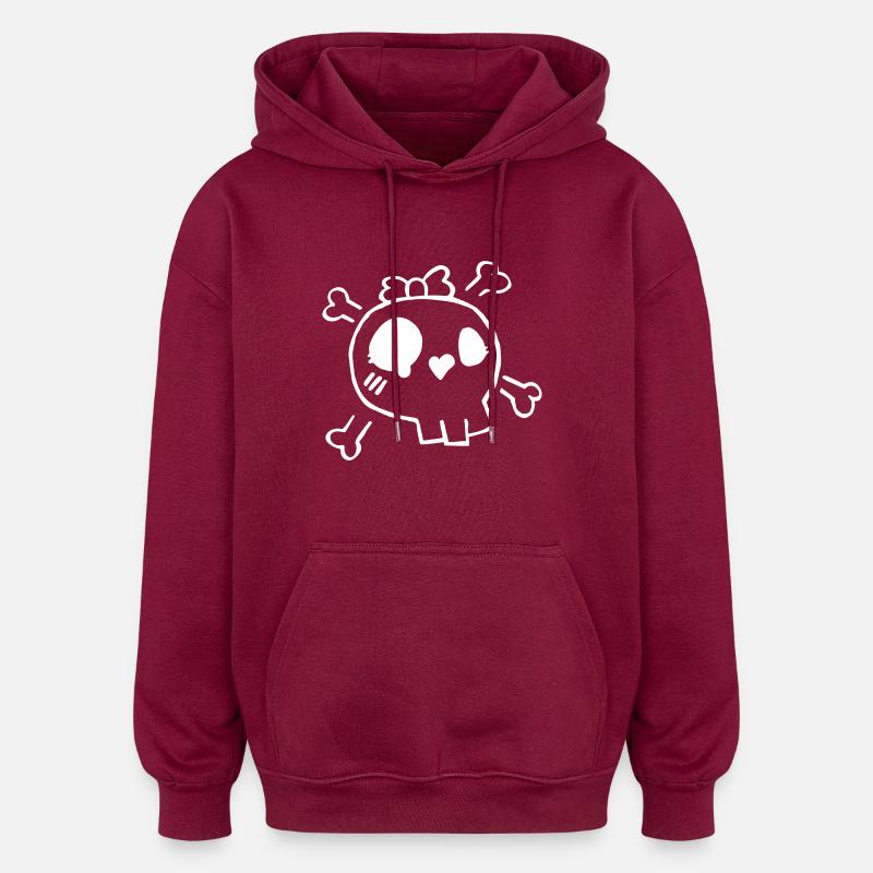 Skully - Sweat à capuche oversize unisexe - bordeaux