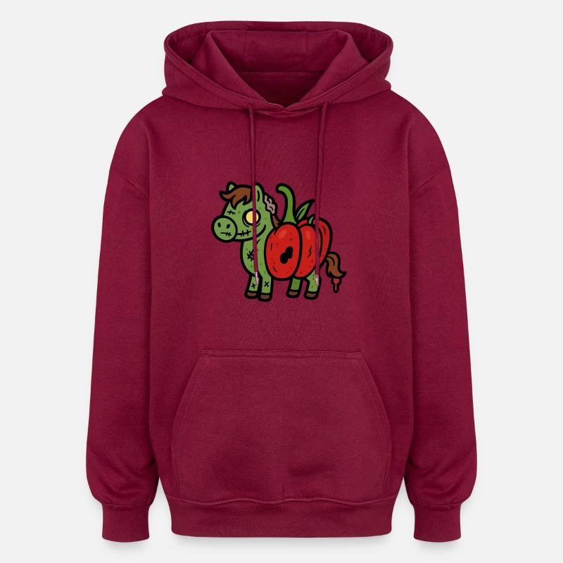 Pferdrika - Sweat à capuche oversize unisexe - bordeaux